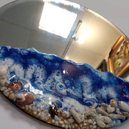 آینه دیواری رزین طرح ساحل - تصویر 2