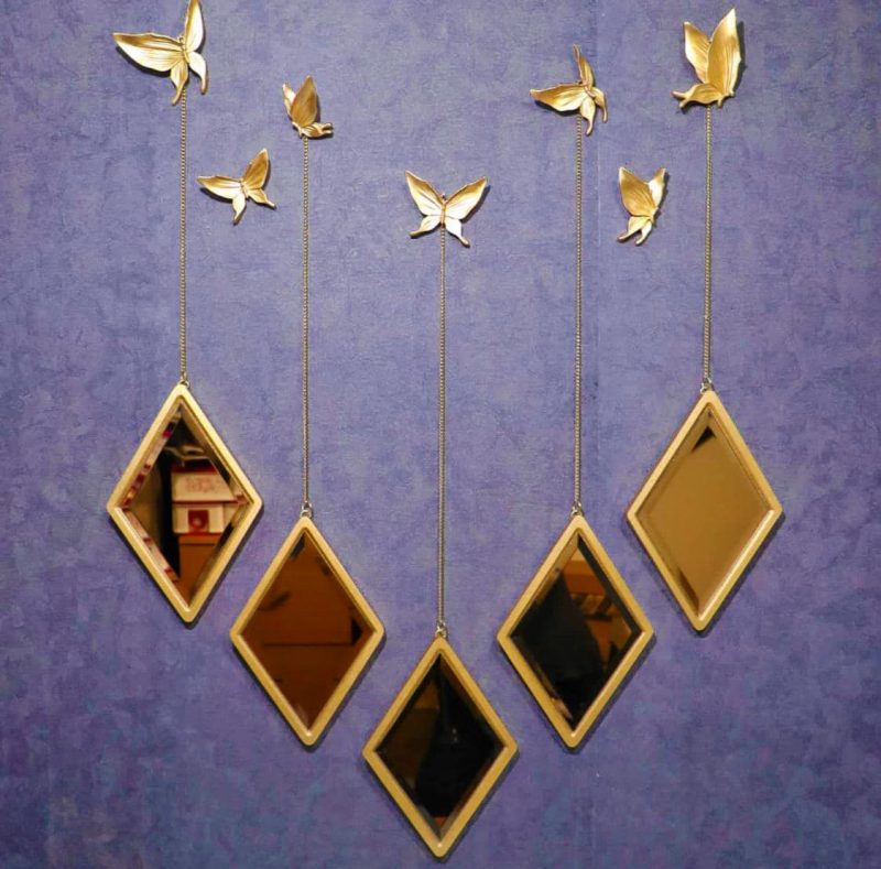 آینه دکوراتیو لوزی و پروانه
